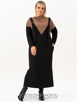 Модель:4092.Женское трикотажное платье с имитацией верхнего сарафана