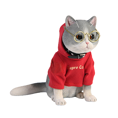 Котик в свитере и очках (серый) - Коллекционная ФИГУРКА 1/3 scale American Shorthair A (JXK061A) - JXK