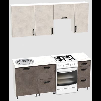 Кухня эконом 1,5 метра (600х500х400) Цвет: Цемент светлый/Цемент темный