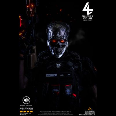 Голова (скульпт) Кибер-череп с LED-подсветкой - 1/6 GHOST FOUR (GS-001) -  Military Empire
