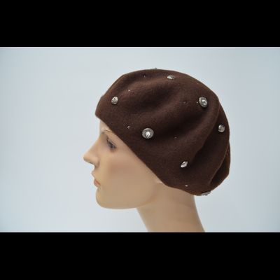 Коричневый женский берет из фетра