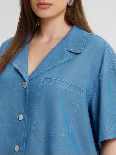Рубашка голубая свободного кроя