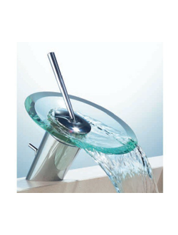 Смеситель для раковины водопад LEDEME L1055-2 излив стекло