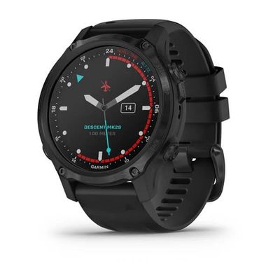 Умные часы Garmin Descent MK2S угольно-серый корпус с DLC-покрытием, черный силиконовый ремешок 010-02403-04