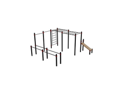 Воркаут комплекс: брусья двойные, турник-2, стенка, рукоход двойной, пресс-скамья Д-108 AVW016