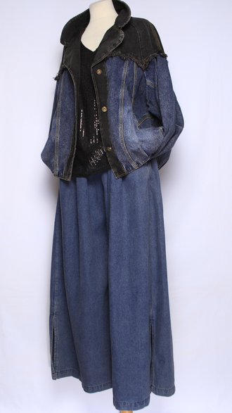 Джинсовка-бомбер "АНГЛИЙСКИЙ ВОРОТ" синяя, черная р.48-54