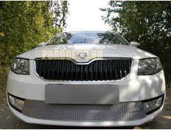 Защита радиатора Skoda Octavia А7 2013-2017 (Ambition,Elegance,Style) chrome PREMIUM