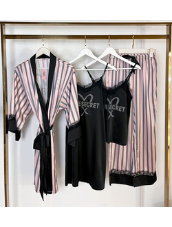 Домашняя Одежда Виктория Сикрет 4в1 серо-розовая полоска