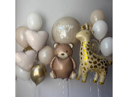 Бежевый сет шаров на выписку "Маленькое счастье"№26