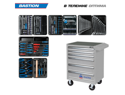 Набор инструментов 204 предмета, "BASTION", в серой тележке KING TONY 934-100AMG