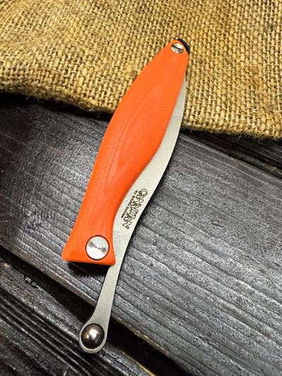 Фрикционный складной нож Канадец Малый сталь VG-10, рукоять G10 оранжевый