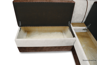 Кухонный Угловой диван "Форум-8" Коричневый/Слоновая кость Правый