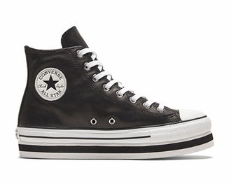 Кеды Converse Chuck Taylor All Star Layer кожаные черные высокие на платформе