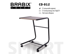 Стол BRABIX "Smart CD-012", 500х580х750 мм, ЛОФТ, на колесах, металл/ЛДСП дуб, каркас черный