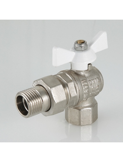 Кран шаровый VALTEC BASE угловой с полусгоном и белой ручкой 1/2 3/4 VT.228.NW