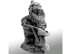 Гном с тачкой, литьевой мрамор. ОПТ