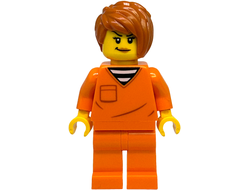 Police - City Jail Prisoner Female, Orange Prison Jumpsuit, Dark Orange Short Tousled Hair, n/a (cty1888)