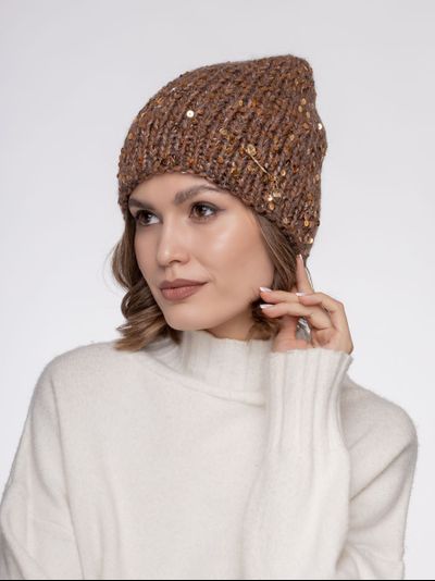 Шапка двухслойная с пайетками Элина
