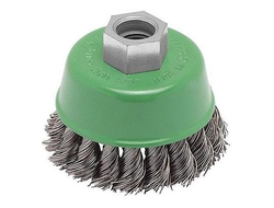 Щетка чашечная жгутовая Д75*M14, ворс нерж сталь 0,50