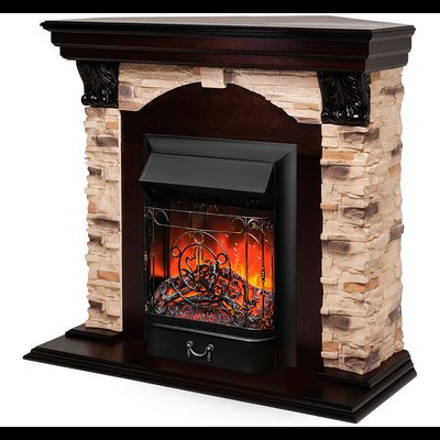 Угловой электрокамин Dublin Rock AO с очагом Majestic RC