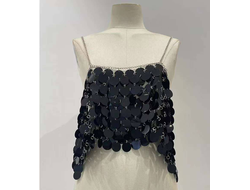 Топ-кольчуга с крупными пайетками на цепочках