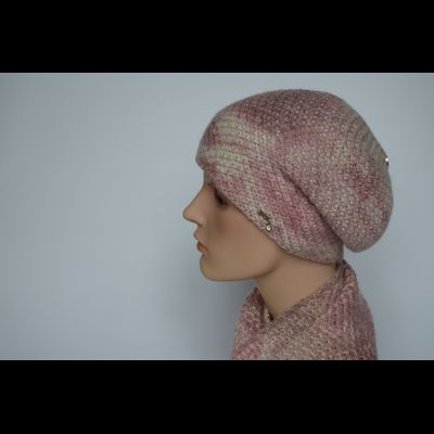 Берет Vizio 8091 розовый и шарф