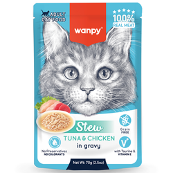 Wanpy Cat (Ванпи кэт) Влажный корм  для кошек  Тунец и курица в собственному соку, 70 г