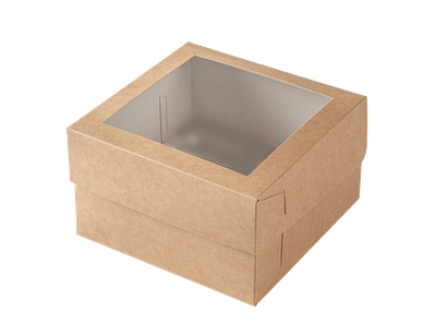 Коробка самосборная с окном 16х16х10 см цвет крафт