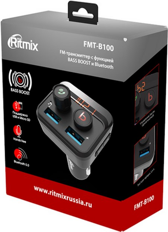 Автомобильный FM-модулятор Ritmix FMT-B100 (черный)