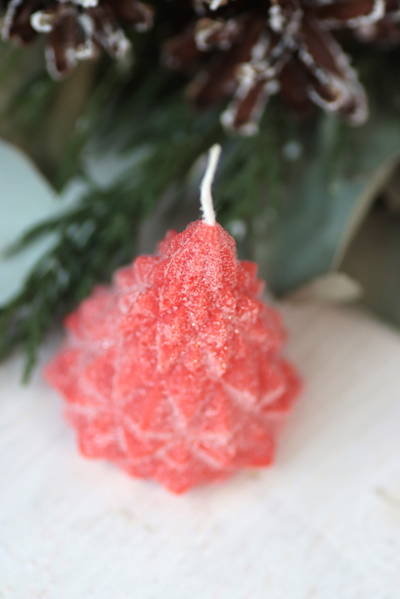 Свеча "Ёлка хрусталь" Алый с блёстками