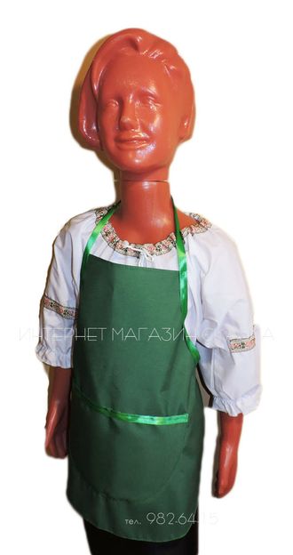 Детский фартук (дежурного) зеленый ткань хб