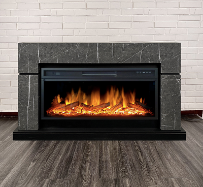 Линейный электрокамин Lindos SFT серый мрамор