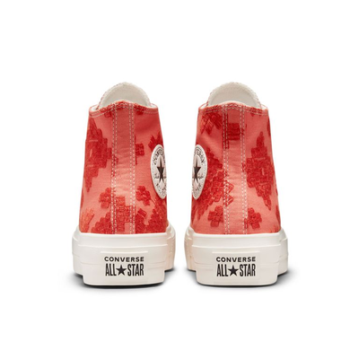 Кеды Converse Lift красно-оранжевые высокие с вышивкой