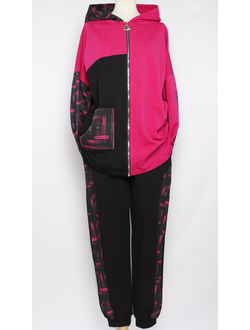 КОСТЮМ ХУДИ НА МОЛНИИ И БРЮКИ"ФУКСИЯ" р.50