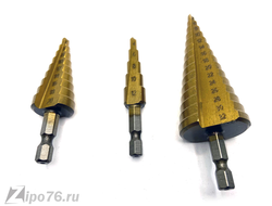 Ступенчатое сверло набор 3 штуки