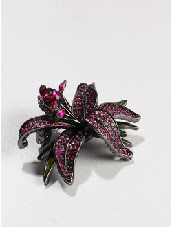 Брошь "Цветок сиреневый"  металл