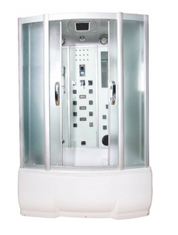 Душевая кабина Водный Мир ВМ-8828, Высокий поддон, задние стекла белые, передние стекла матовые,150x85x220 см.