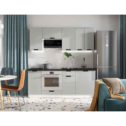 Кухня Сахара 2 м белый/холст грей (столешница кастилло темный)