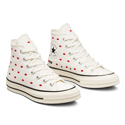 Купить фирменные белые высокие Кеды Converse Chuck Taylor 70 Embroidered Lips