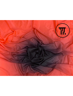 лоскут Перлшифон Градиент, цв. Черный + Красный, R=0.75 м