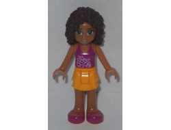 Friends Andrea - Bright Light Orange Layered Skirt, Magenta Top, n/a (frnd055)