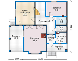 Каркасный дом, 1 этаж + мансарда, общая площадь: 325 кв.м