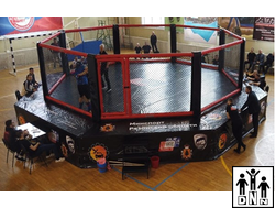 Восьмиугольный ринг (клетка) для ММА на подиуме с выносом 1,2м  (диаметр 8.9 м подиума,рабочая зона 6.5м, высота помоста 1 м) DNN