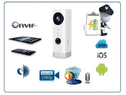 Комнатная беспроводная WiFi видеокамера на аккумуляторе с DVR, Full HD (до 35 дней) (ic See)