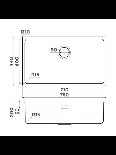 Мойка OMOIKIRI TADZAVA 75-U/I ULTRA 15 IN