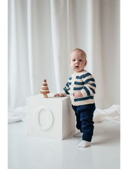 Кардиган молочный/синий