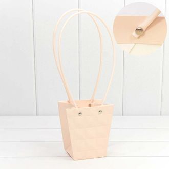 Пакет-сумочка "Тиснение Трапеция" 12,5*12*8см Персиковый КП07/32