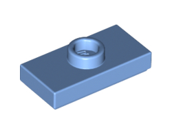 Plate, Modified 1 x 2 with 1 Stud with Groove and Bottom Stud Holder Jumper, Medium Blue (15573 / 6092601)