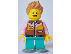 Boy - Reddish Brown Jacket, Dark Turqouise Short Legs, Medium Nougat Spiked Hair, Snowshoes, n/a (cty1637)