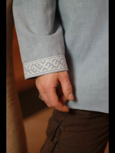 Рубаха с капюшоном «Утро Сварога» небесная